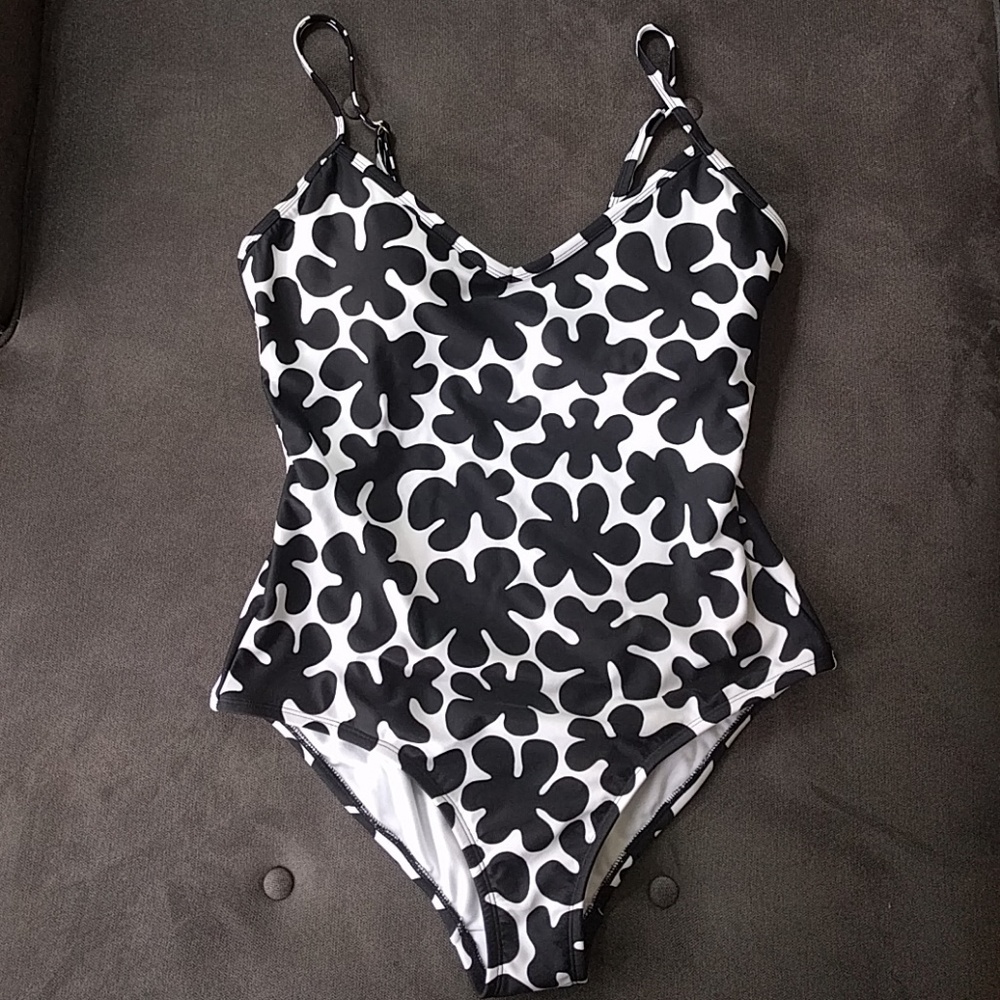 Marimekko Black and White Floral One-Piece Swimsuit